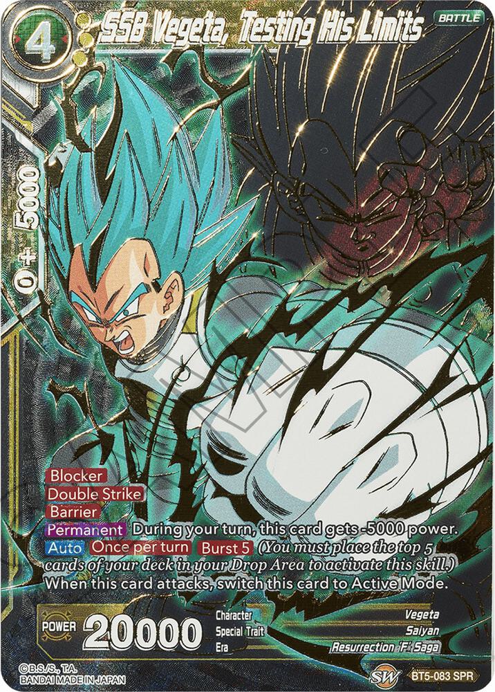 SSB Vegeta Testing His Limits SPR BT5-083 Miraculous Revival Dragonball Super card
