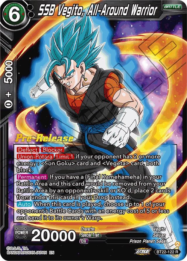 SSB Vegito All Around Warrior BT22-122 Critical Blow Pre-Release Cards Dragonball Super card