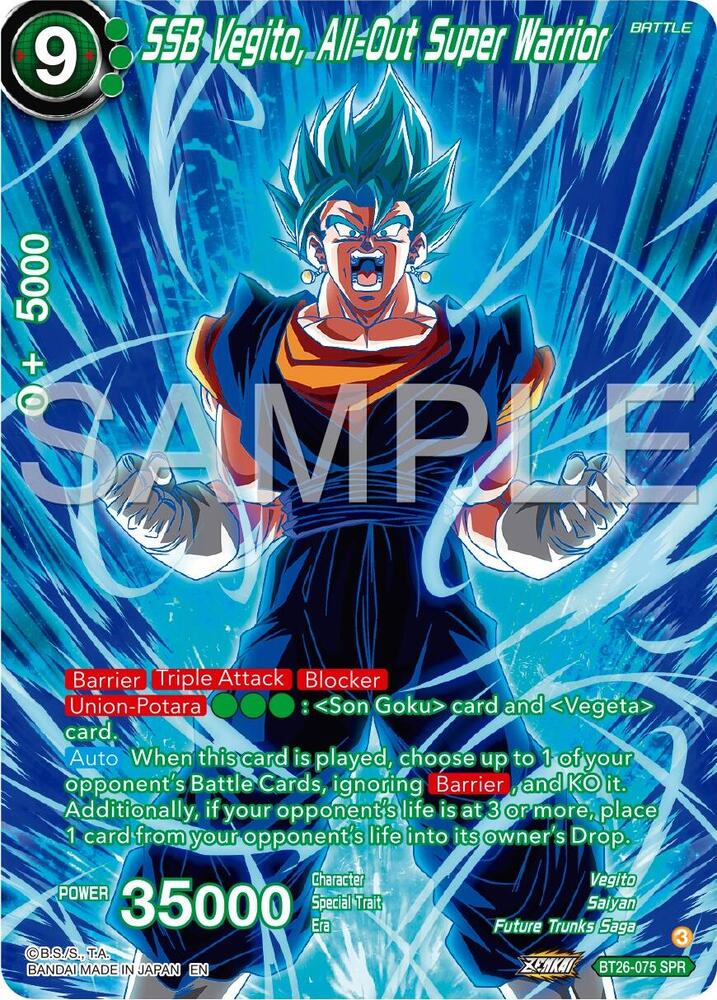 SSB Vegito All Out Super Warrior SPR BT26-075 Ultimate Advent Dragonball Super card