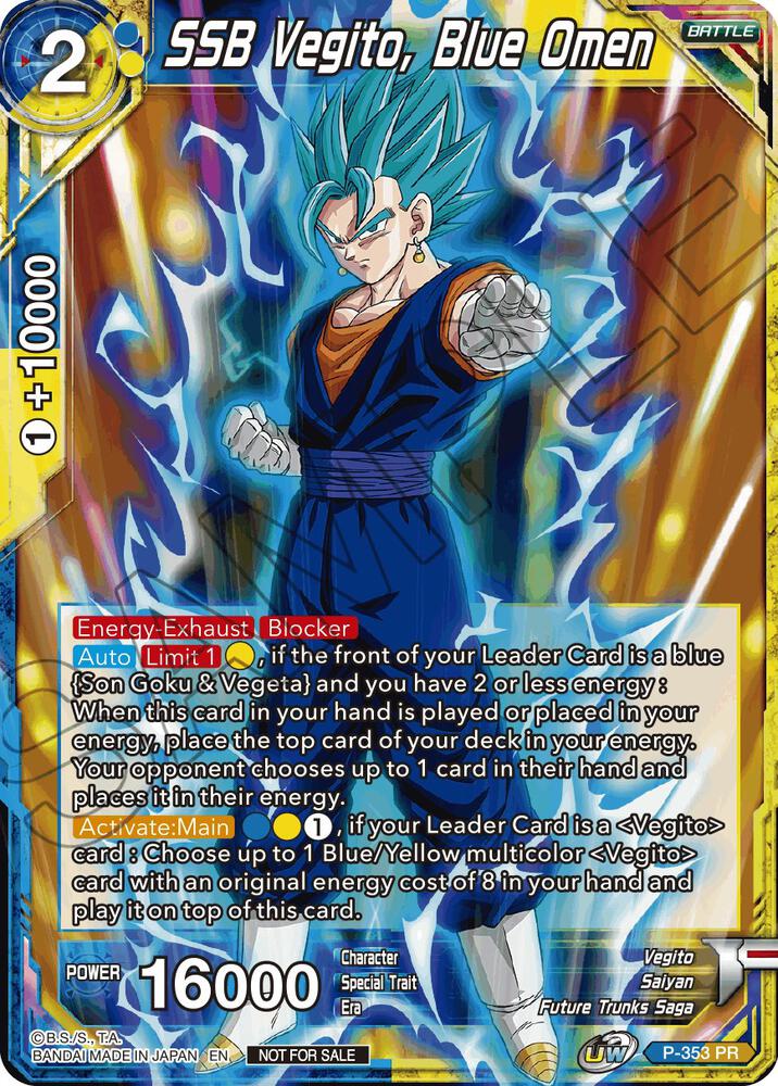 SSB Vegito Blue Omen P-353 Tournament Promotion Cards Dragonball Super card