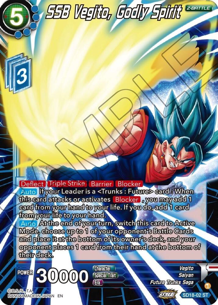 SSB Vegito Godly Spirit Silver Foil SD18-02 Dawn of the Z-Legends Dragonball Super card