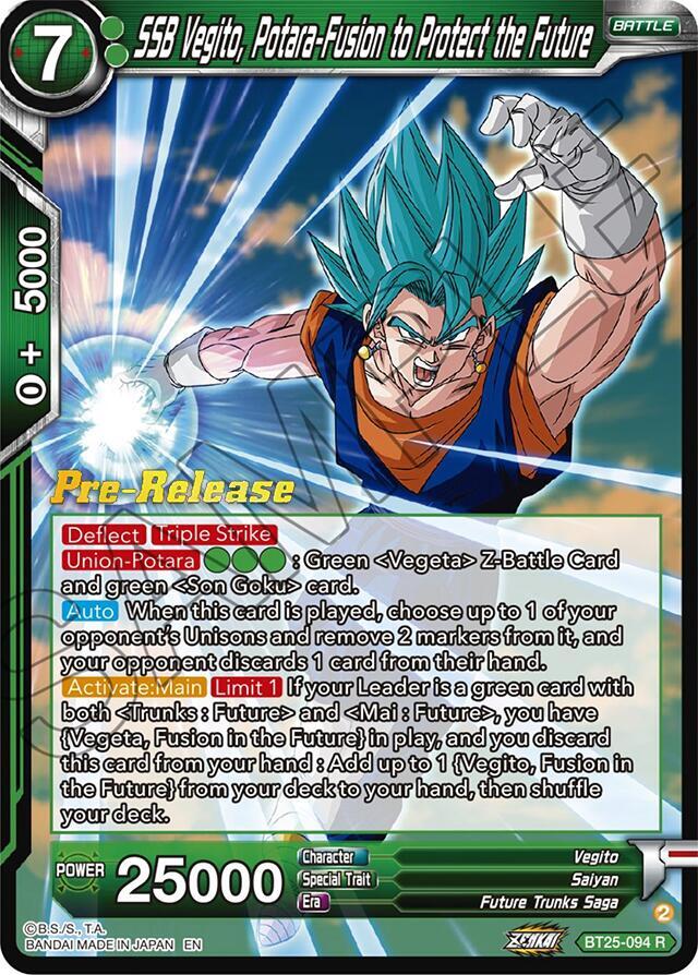 SSB Vegito Potara Fusion to Protect the Future BT25-094 Legend of the Dragon Balls Pre-Release Cards Dragonball Super card