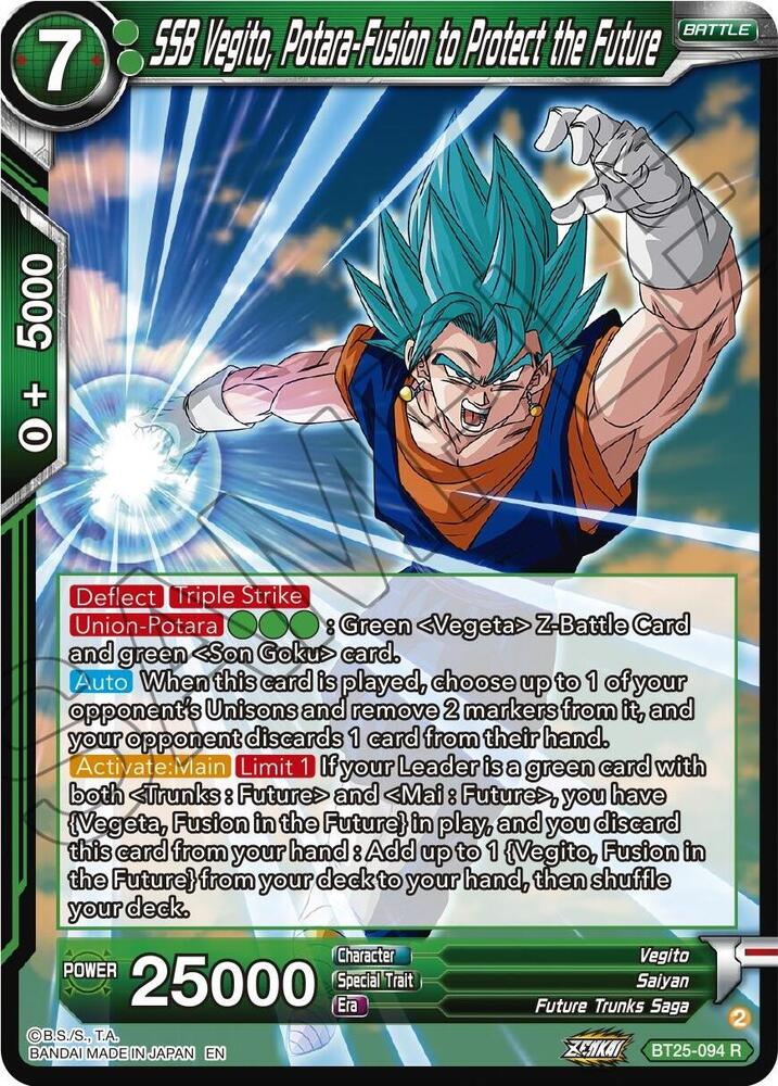 SSB Vegito Potara Fusion to Protect the Future BT25-094 Legend of the Dragon Balls Dragonball Super card