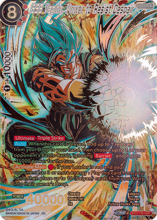 SSB Vegito Power to Resist Despair GDR BT27-138 History of Z Dragonball Super card