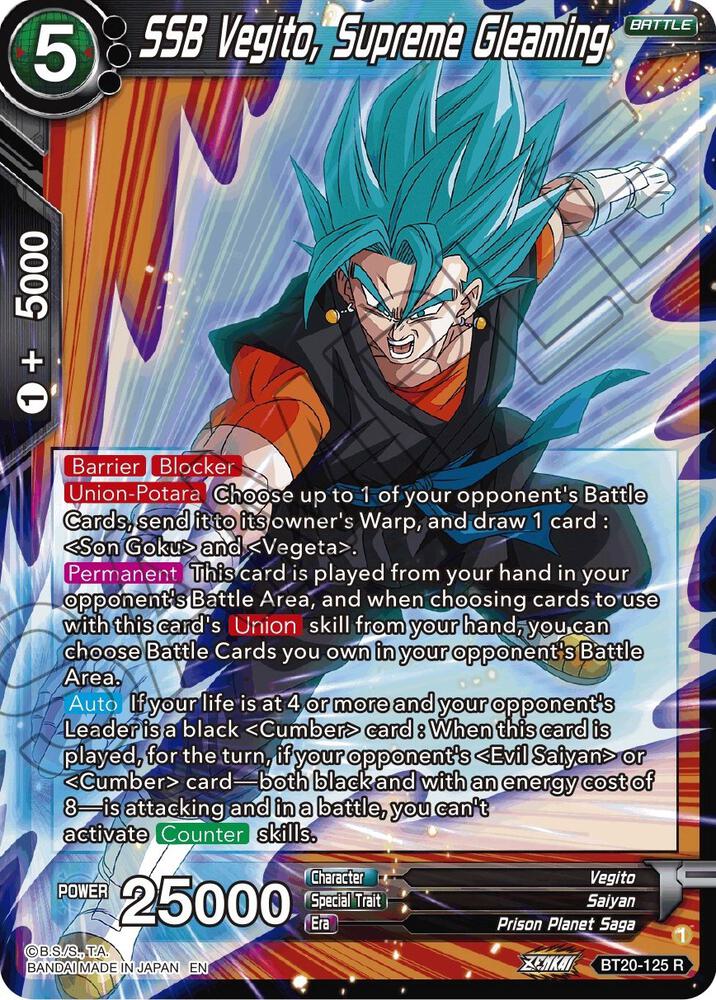 SSB Vegito Supreme Gleaming Foil BT20-125 Power Absorbed Dragonball Super card