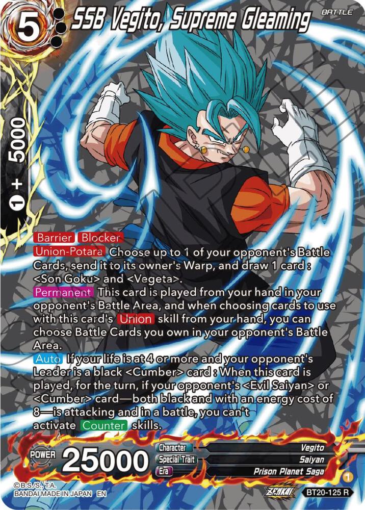 SSB Vegito Supreme Gleaming Silver Foil BT20-125 Power Absorbed Dragonball Super card