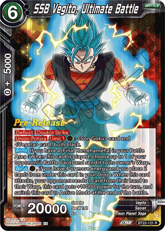 SSB Vegito Ultimate Battle BT22-121 Critical Blow Pre-Release Cards Dragonball Super card