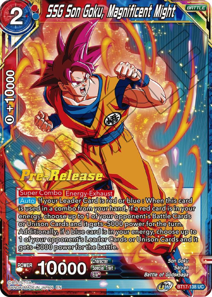 SSG Son Goku Magnificent Might BT17-138 Ultimate Squad Pre-Release Cards Dragonball Super card
