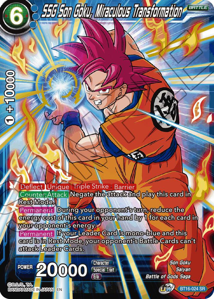 SSG Son Goku Miraculous Transformation BT16-024 Realm of the Gods Dragonball Super card