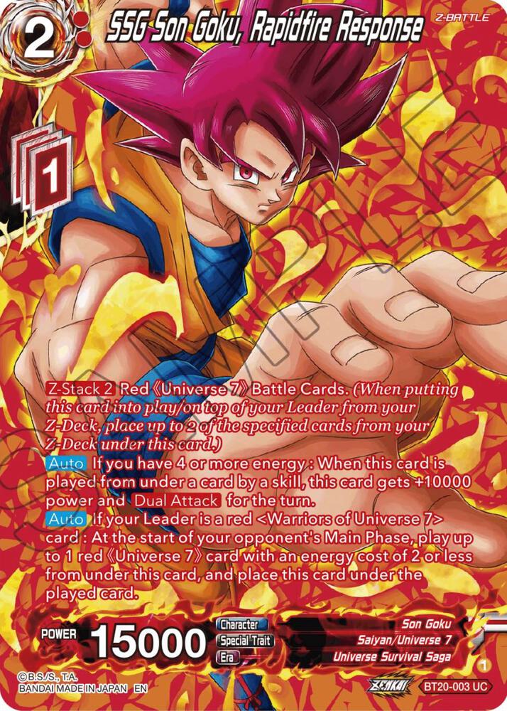 SSG Son Goku Rapidfire Response Silver Foil BT20-003 Power Absorbed Dragonball Super card