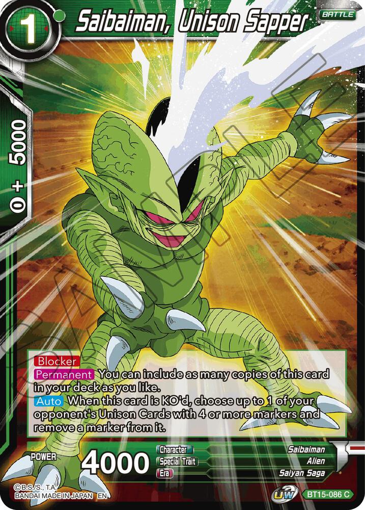 Saibaiman Unison Sapper Foil BT15-086 Saiyan Showdown Dragonball Super card