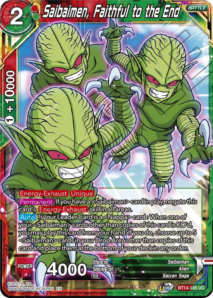 Saibaimen Faithful to the End BT14-145 Cross Spirits Dragonball Super card