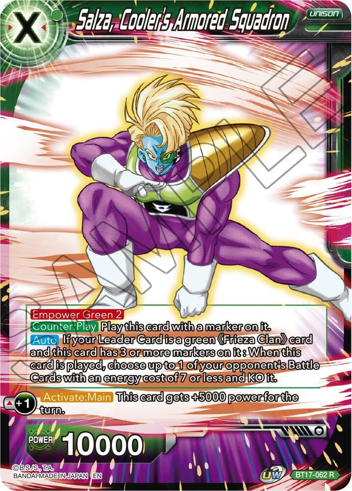 Salza Coolers Armored Squadron Foil BT17-062 Ultimate Squad Dragonball Super card
