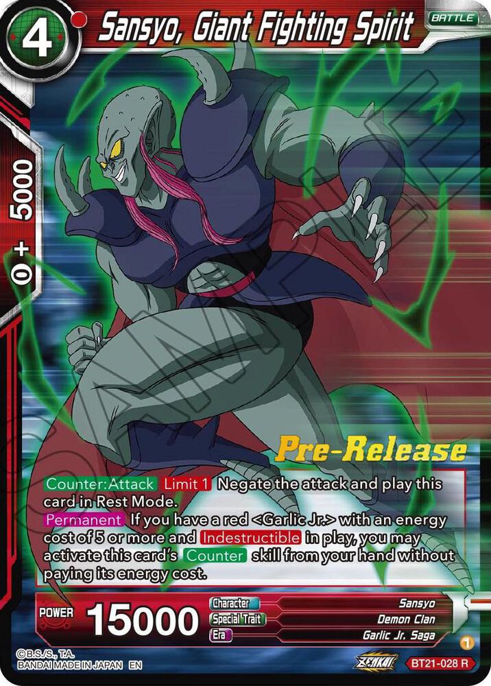 Sansyo Giant Fighting Spirit BT21-028 Wild Resurgence Pre-Release Cards Dragonball Super card