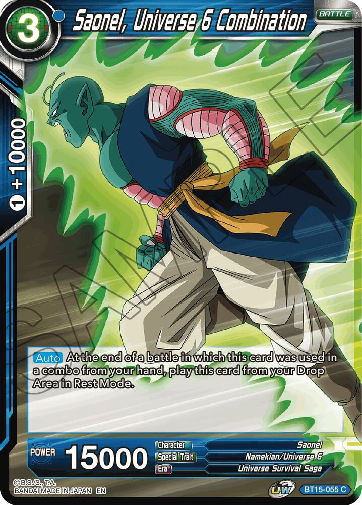 Saonel Universe 6 Combination Foil BT15-055 Saiyan Showdown Dragonball Super card