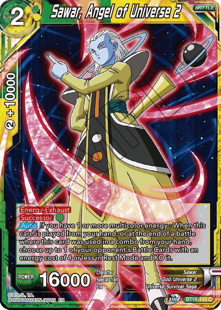 Sawar Angel of Universe 2 BT16-143 Realm of the Gods Dragonball Super card