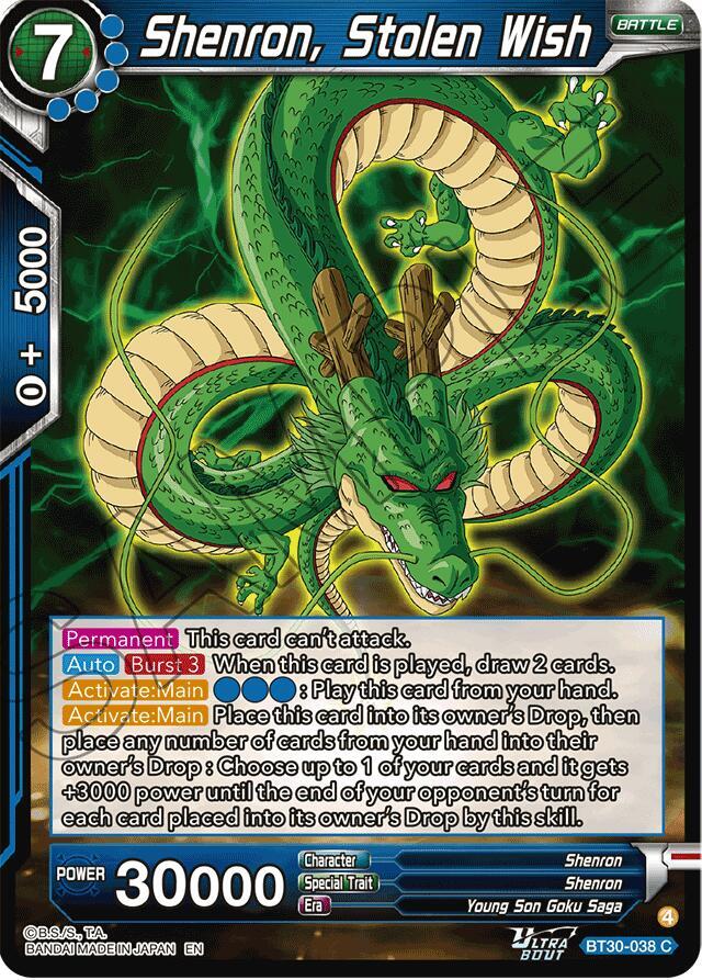 Shenron Stolen Wish BT30-038 Three Glorious Fighters Dragonball Super card