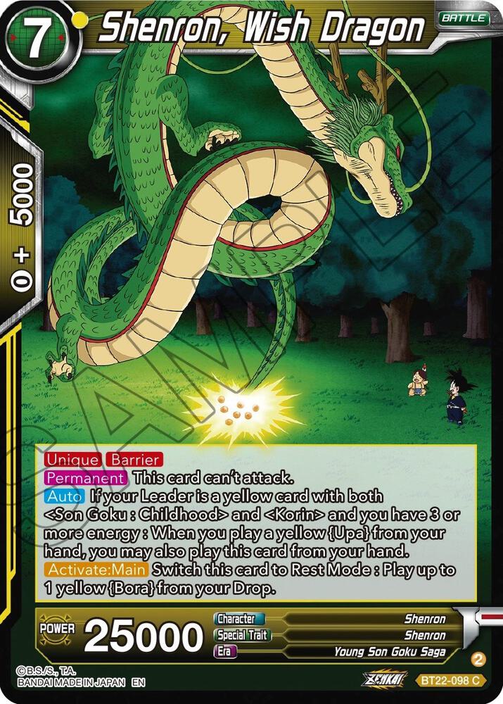Shenron Wish Dragon Foil BT22-098 Critical Blow Dragonball Super card