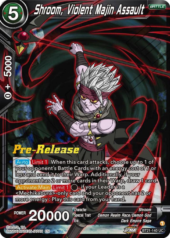 Shroom Violent Majin Assault BT21-140 Wild Resurgence Pre-Release Cards Dragonball Super card