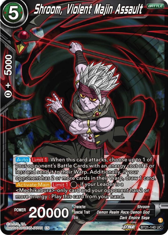 Shroom Violent Majin Assault Foil BT21-140 Wild Resurgence Dragonball Super card