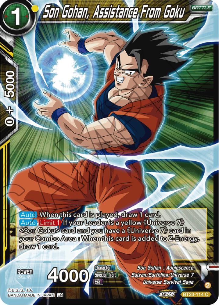 Son Gohan Assistance From Goku Foil BT23-114 Perfect Combination Dragonball Super card