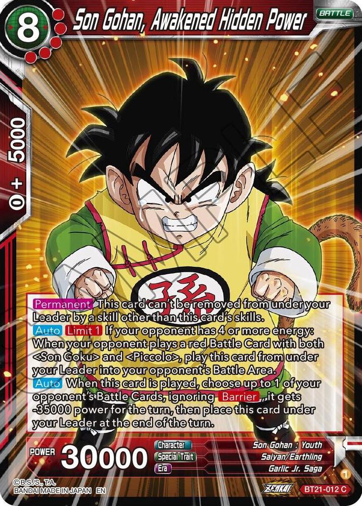 Son Gohan Awakened Hidden Power Foil BT21-012 Wild Resurgence Dragonball Super card