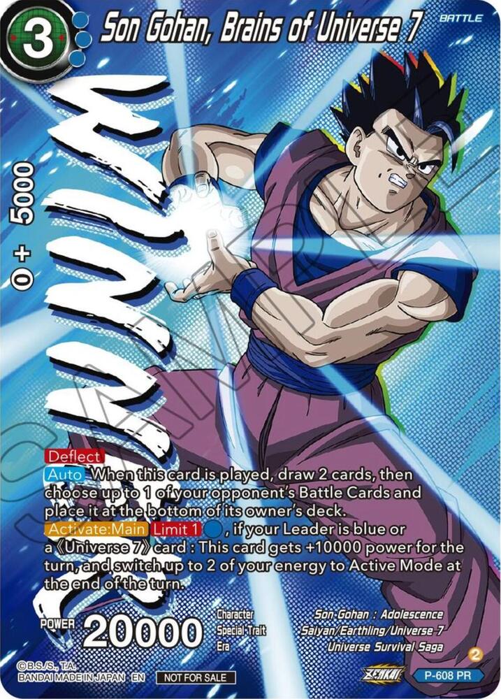 Son Gohan Brains of Universe 7 Zenkai Series Tournament Pack Vol8 Winner P-608 Tournament Promotion Cards Dragonball Super card