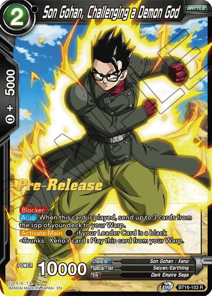 Son Gohan Challenging a Demon God BT16-103 Realm of the Gods Pre-Release Cards Dragonball Super card