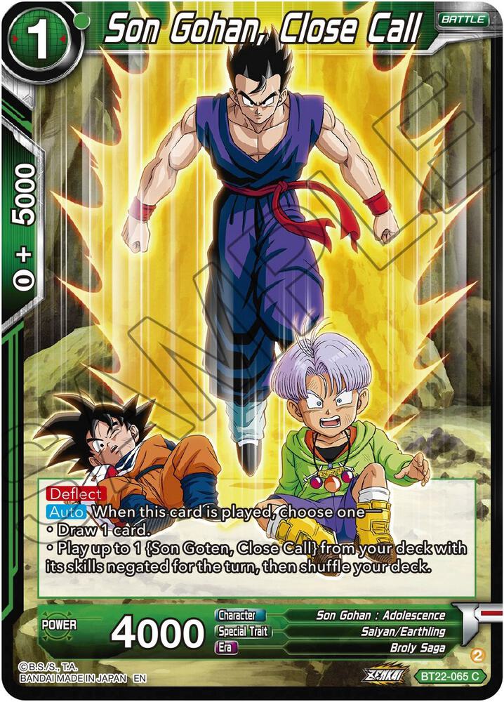 Son Gohan Close Call BT22-065 Critical Blow Dragonball Super card