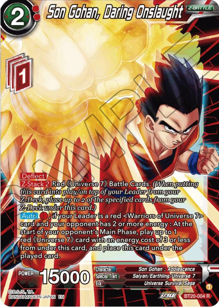 Son Gohan Daring Onslaught BT20-004 Power Absorbed Dragonball Super card