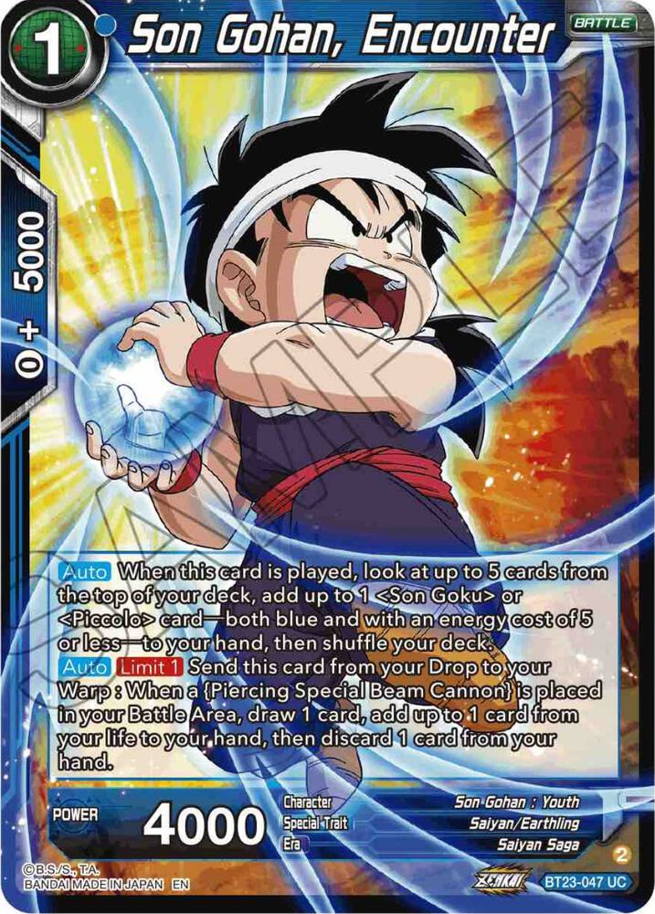 Son Gohan Encounter Foil BT23-047 Perfect Combination Dragonball Super card