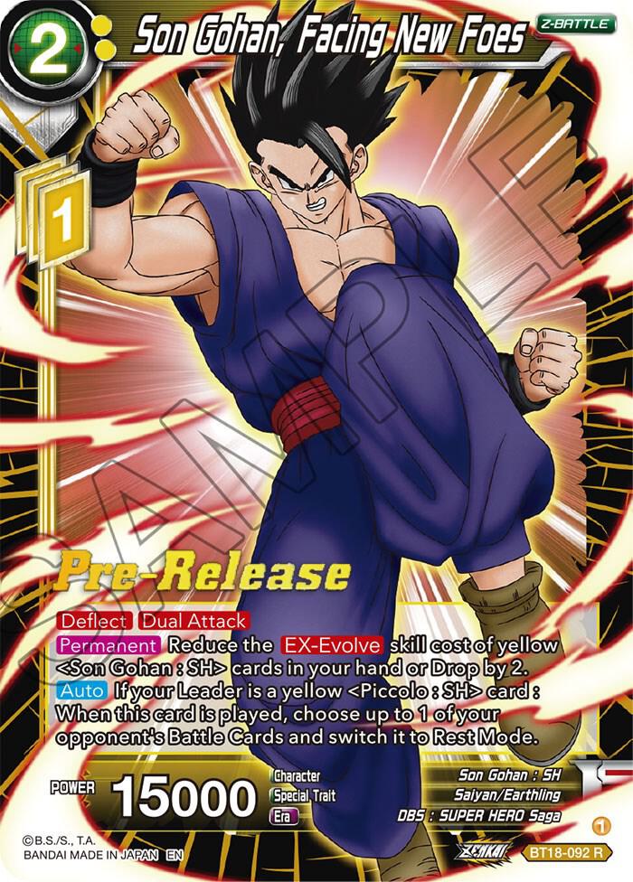 Son Gohan Facing New Foes BT18-092 Dawn of the Z-Legends Pre-Release Cards Dragonball Super card