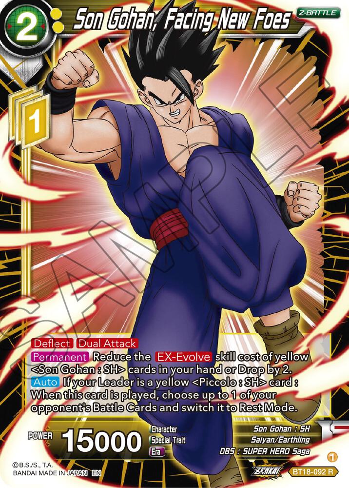 Son Gohan Facing New Foes Foil BT18-092 Dawn of the Z-Legends Dragonball Super card