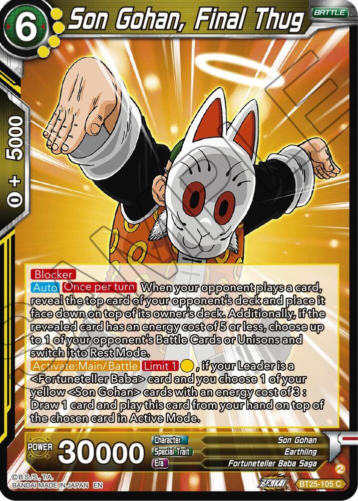 Son Gohan Final Thug BT25-105 Legend of the Dragon Balls Dragonball Super card