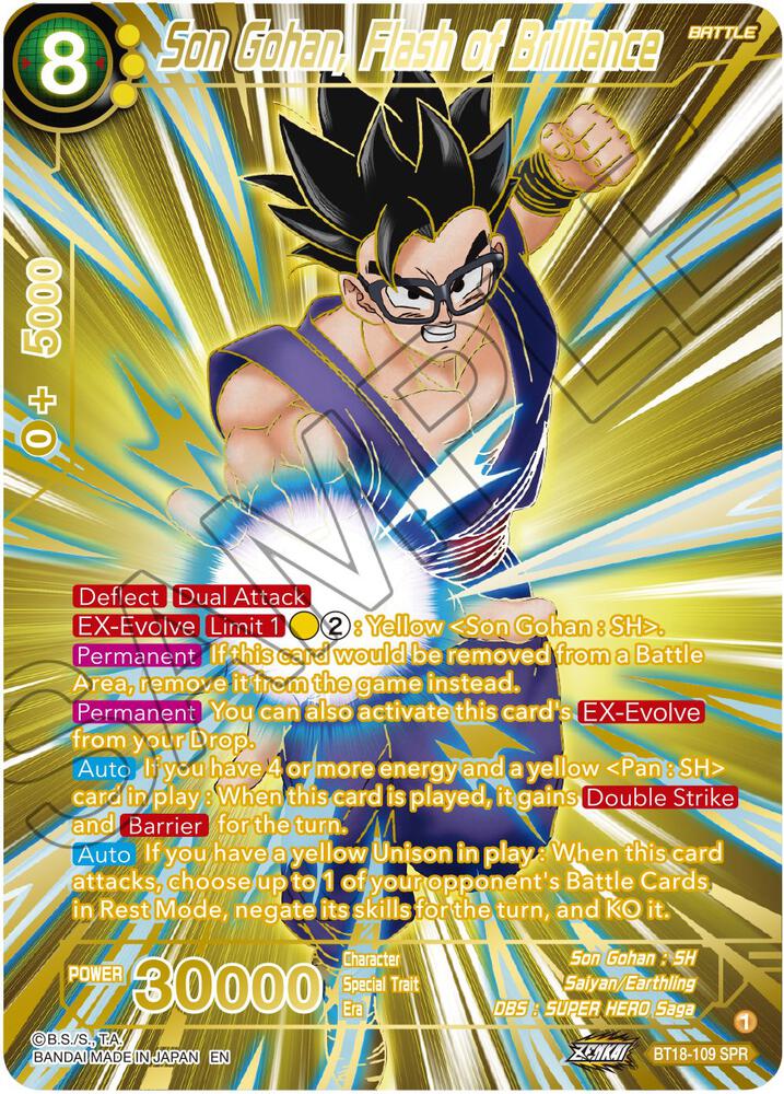 Son Gohan Flash of Brilliance SPR BT18-109 Dawn of the Z-Legends Dragonball Super card