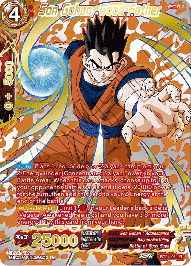 Son Gohan Good Father Collector Booster Gold BT24-011 Beyond Generations Dragonball Super card