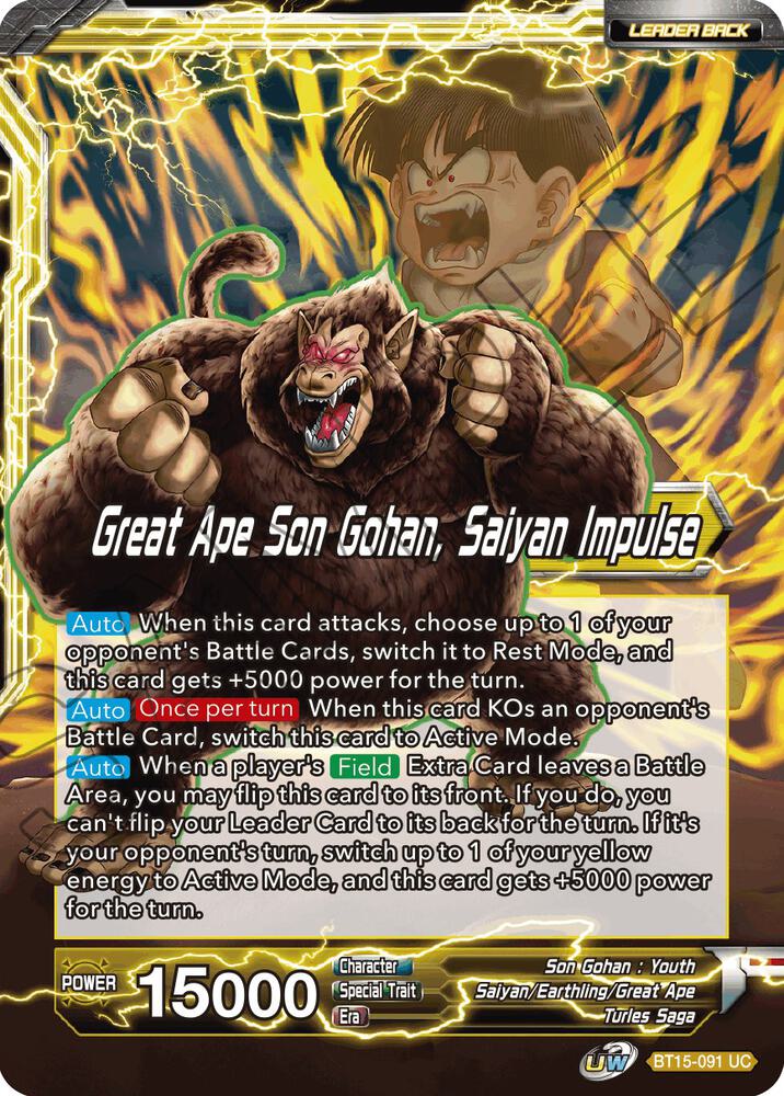 Son Gohan Great Ape Son Gohan Saiyan Impulse BT15-091 Saiyan Showdown Dragonball Super card