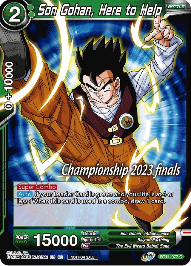 Son Gohan Here to Help 2023 Championship Finals Celebration Pack BT11-077 Tournament Promotion Cards Dragonball Super card
