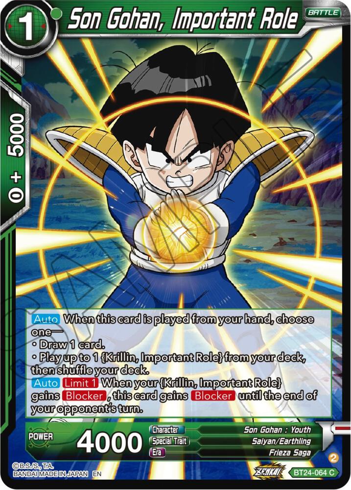 Son Gohan Important Role BT24-064 Beyond Generations Dragonball Super card