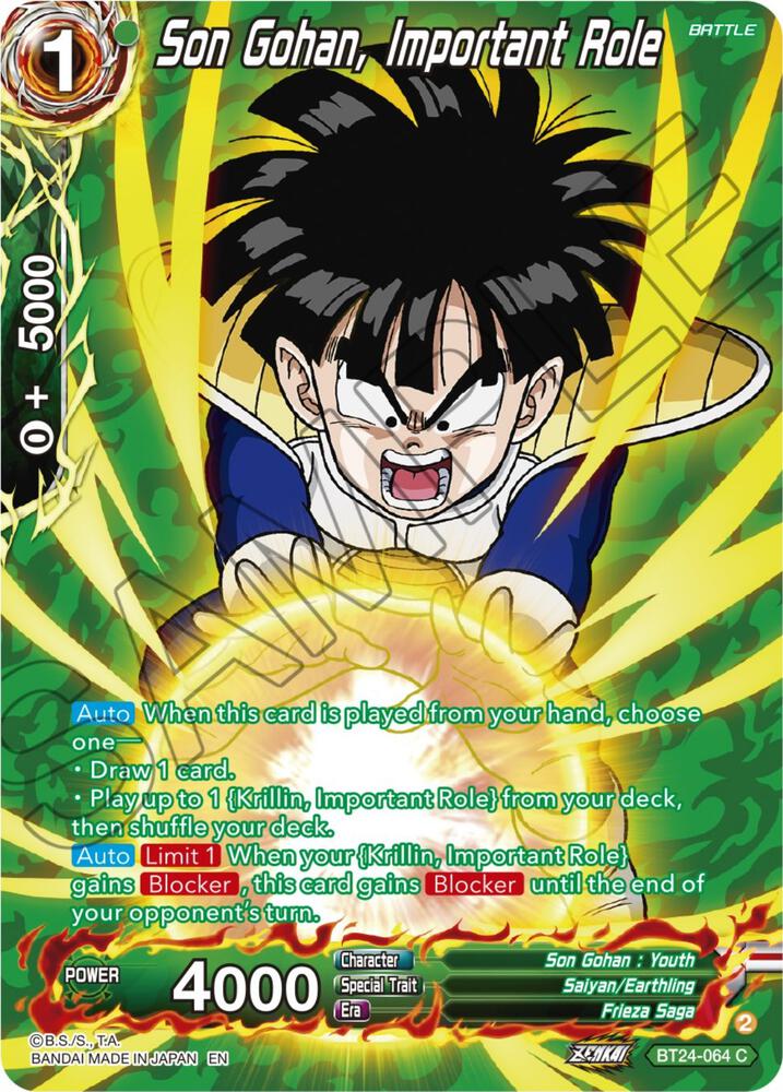 Son Gohan Important Role Collector Booster Silver BT24-064 Beyond Generations Dragonball Super card