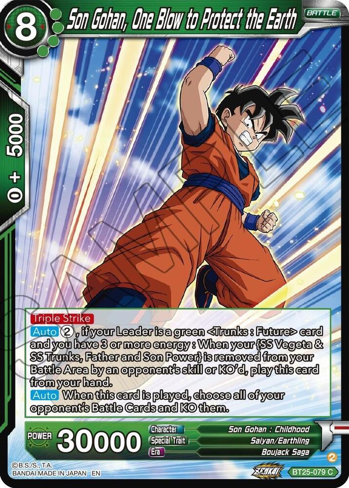 Son Gohan One Blow to Protect the Earth BT25-079 Legend of the Dragon Balls Dragonball Super card