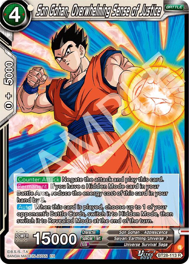 Son Gohan Overwhelming Sense of Justice Foil BT28-113 Prismatic Clash Dragonball Super card
