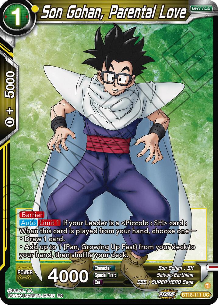 Son Gohan Parental Love Foil BT18-111 Dawn of the Z-Legends Dragonball Super card