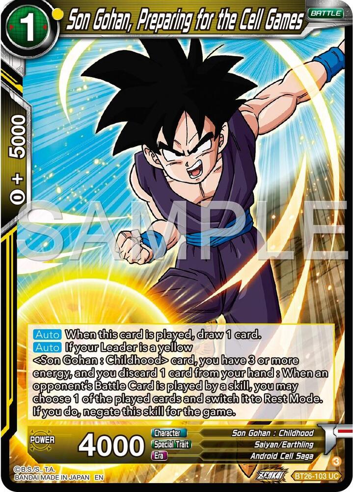 Son Gohan Preparing for the Cell Games BT26-103 Ultimate Advent Dragonball Super card