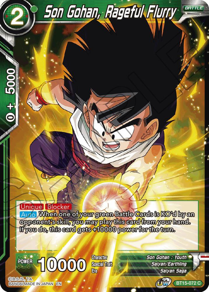 Son Gohan Rageful Flurry Foil BT15-072 Saiyan Showdown Dragonball Super card