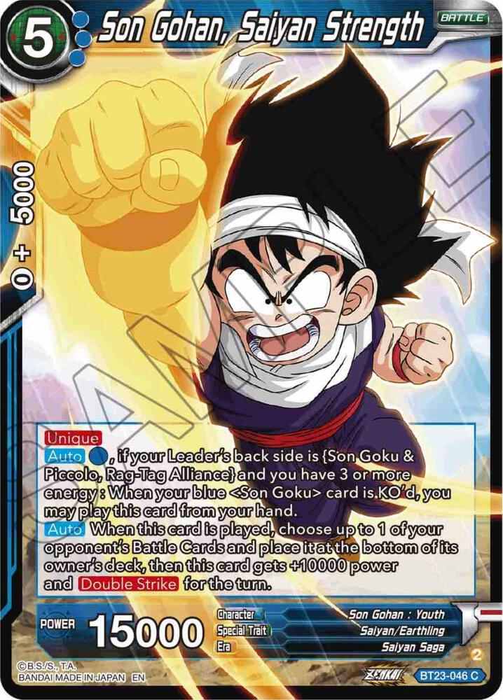 Son Gohan Saiyan Strength Foil BT23-046 Perfect Combination Dragonball Super card