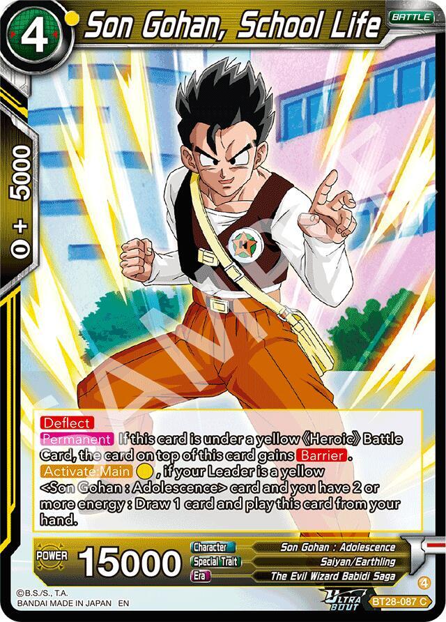 Son Gohan School Life BT28-087 Prismatic Clash Dragonball Super card