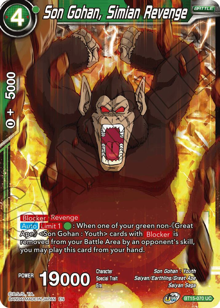 Son Gohan Simian Revenge BT15-070 Saiyan Showdown Dragonball Super card