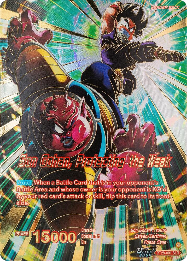 Son Gohan Son Gohan Protecting the Weak SLR BT28-001 Prismatic Clash Dragonball Super card