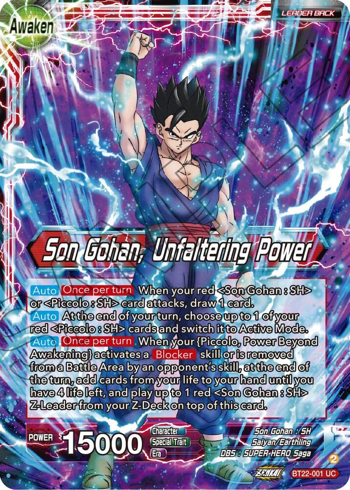 Son Gohan Son Gohan Unfaltering Power Foil BT22-001 Critical Blow Dragonball Super card